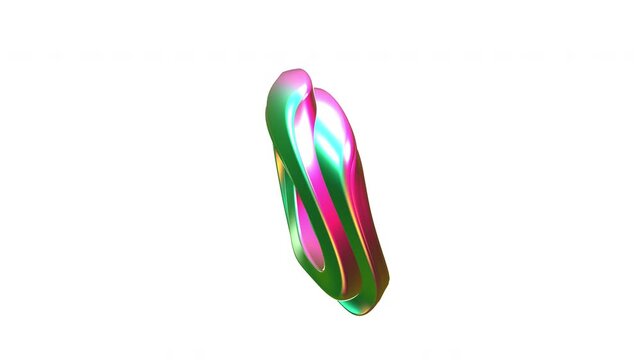 Abstract White 3D Gold Mobius Trio With Twisted Swirl In Smooth Lissajous Motion In Centered Composition Seamless Loop Background Clip 0049