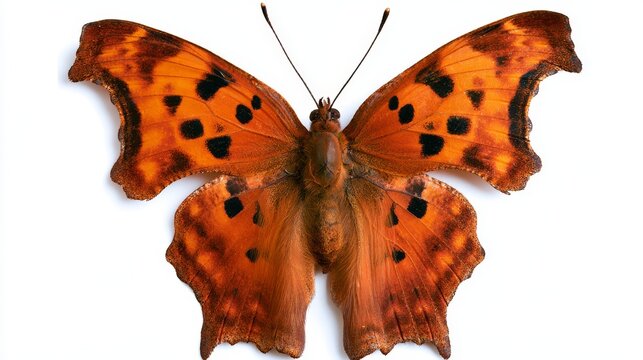 Vibrant Orange Comma Butterfly Isolated on White