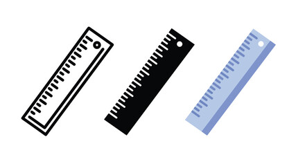 Fototapeta premium School ruler measurement vector icon set