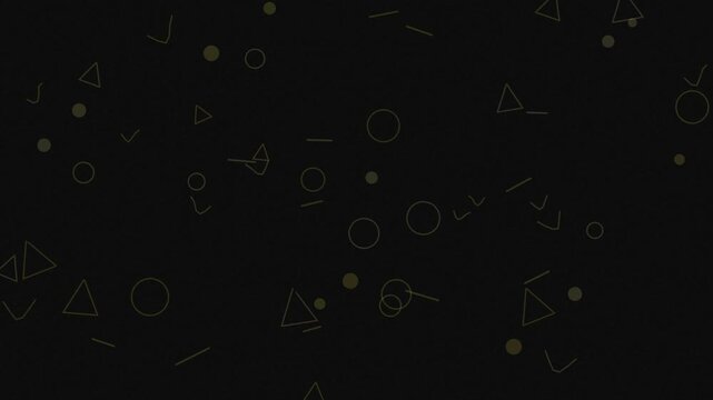 Abstract geometric shapes floating in space.
