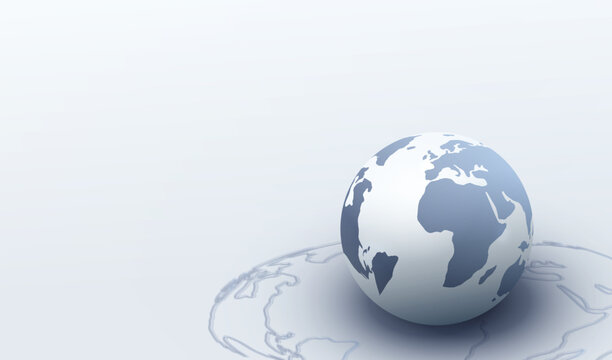 Isometric world globe on a circular platform, representing global connection, international business, digital communication and modern technology science. Minimal 3D vector illustration.