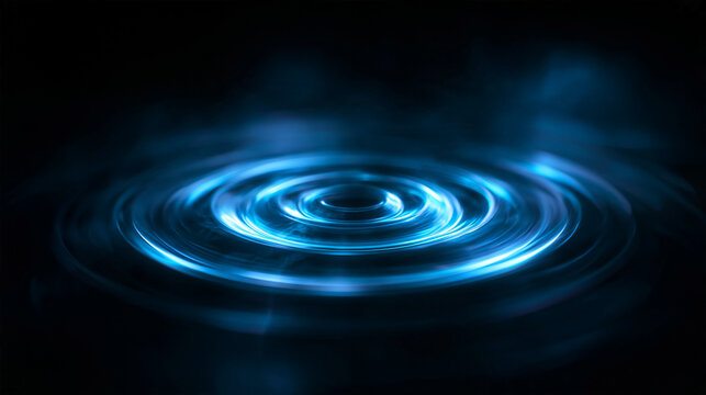 Abstract Glowing Blue Water Ripple Effect on Dark Background