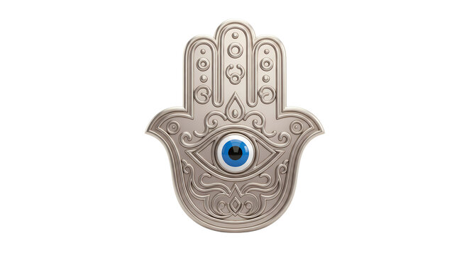 Hamsa hand amulet with evil eye symbol for protection and good luck