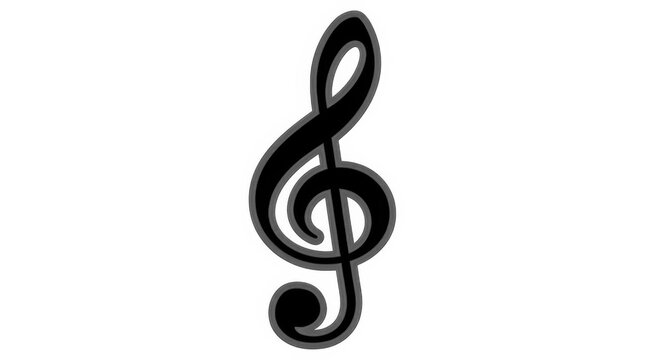Black Treble Clef Musical Symbol Isolated On White Background