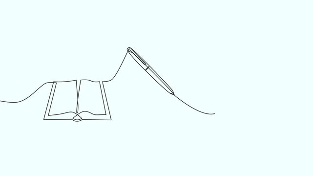 Minimalist, elegant educational themed one line drawing animation