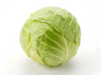 Fototapeta premium Fresh green cabbage head isolated on white background