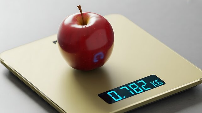 apple on digital scale kilogram 