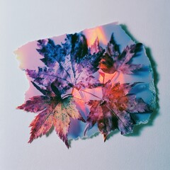 Obraz premium Colorful autumn leaves on iridescent background