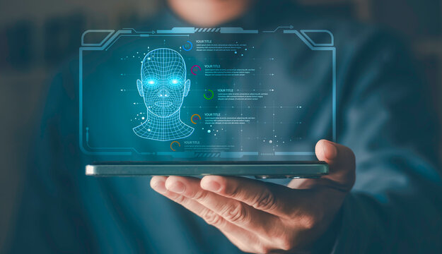 Futuristic artificial intelligence, humanoid digital interface displayed above a smartphone. Represents AI technology, machine learning, automation, robotics and smart digital systems.