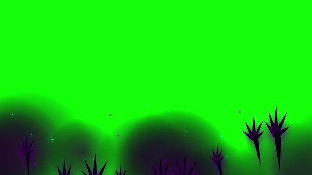 Halloween monster claws rising from dark mist on green screen