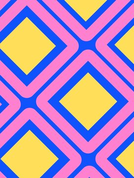 Memphis Style Geometric Pattern (Colorful Memphis style abstract geometric pattern with bold shapes and vibrant colors) 