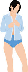 Fototapeta premium 着替えをする女性のイラスト
