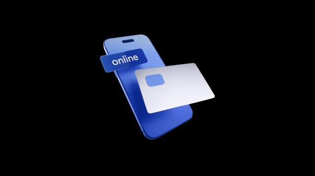 3D Mobile Banking and Digital Credit Card Payment Concept