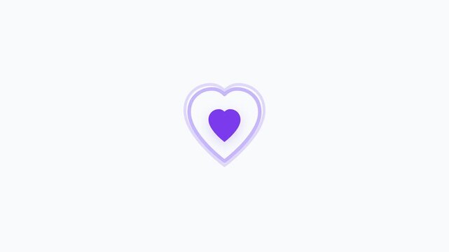Minimalist purple heart icon with concentric outlines on a white background.