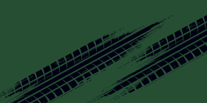 Grunge tire track, wheel braking marks. Truck, car or motorcycle tread pattern silhouette. Auto race, motorsport, speed racing