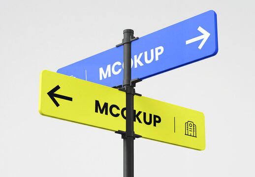 Two Way Street Sign Mockup