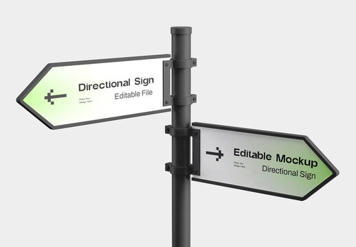 Directional Sign Post Mockup