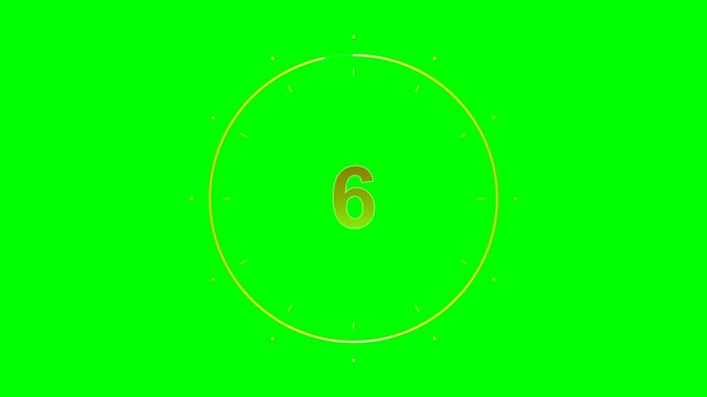 An ultra-premium, high-end 10-second countdown in 4K resolution featuring elegant gold progress rings and a striking red-to-yellow gradient typography on a greenscreen background.