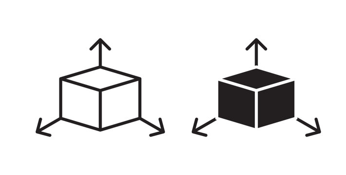 3D modeling icon flat outline in black