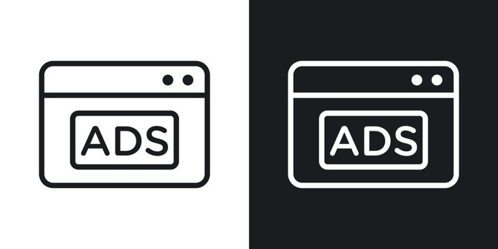 Ad icon flat outline in black