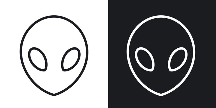 Alien icon flat outline in black