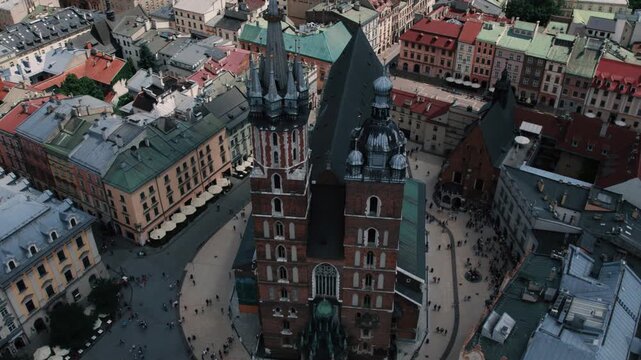 Aerial View of St Marys Basilica in Krakow Poland