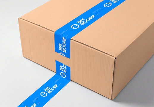 Cardboard Shipping Tape Mockup