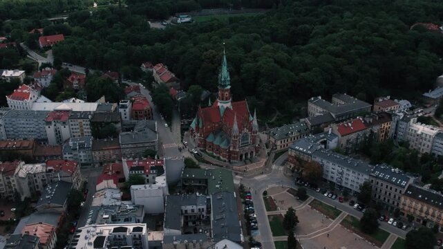 Aerial View of St Joseph Church in Krakow Poland