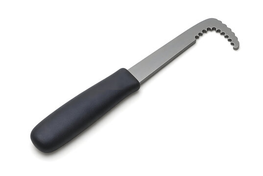 Bicycle chain whip tool with serrated hook, isolated on white