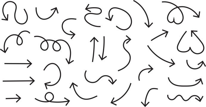 Hand Drawn Arrow Vector Pointer Set