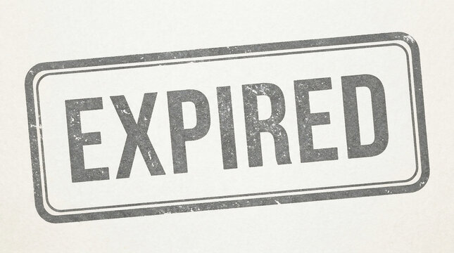 Expired rubber stamp mark on paper administrative document validation
