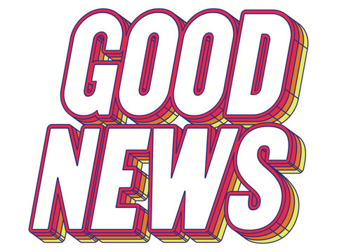 Words &lsquo;Good News&rsquo; written in retro three-dimensional text graphic style