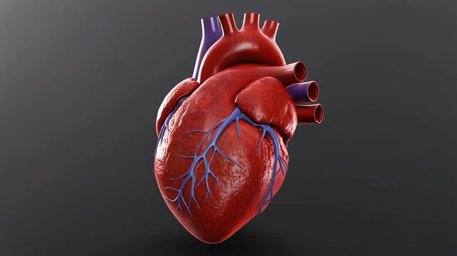 Realistic 3D human heart anatomy visualization for medical education, healthcare presentations, science websites, wellness campaigns, and commercial health content.