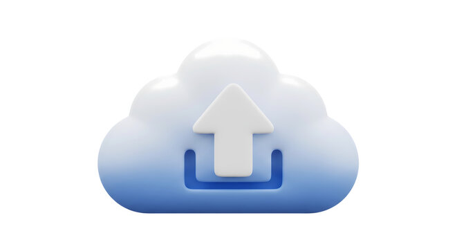 Cloud upload icon with an upward arrow symbolizing data transfer and storage