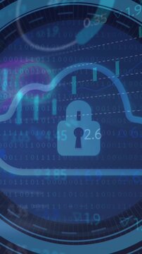 The video begins with a digital cloud with a padlock in a processing circle on a black background