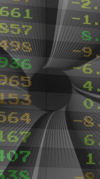 Stock market numbers animation over abstract black and white background
