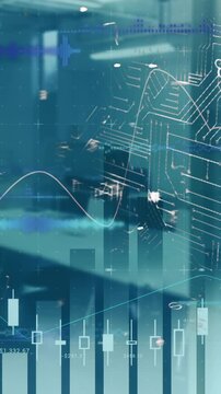 Animation of statistics and financial data processing over city