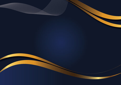 premium gold corporate background vector design with golden and navy blue curve