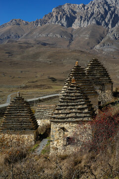 Dargavs, North Ossetia, Russia. The city of the dead is an ancient necropolis