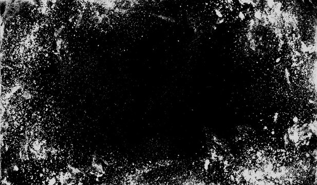 Grunge distressed texture overlay, black and white grainy background with rough edges and vintage film effect for photography