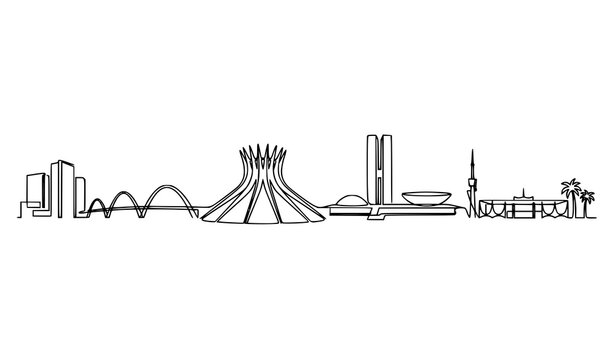 SEO Title:
Brasilia Brazil City Skyline Landmark Travel Continuous Line Vector Illustration
