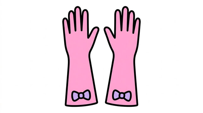 Sepasang sarung tangan pink dekoratif dengan aksen pita