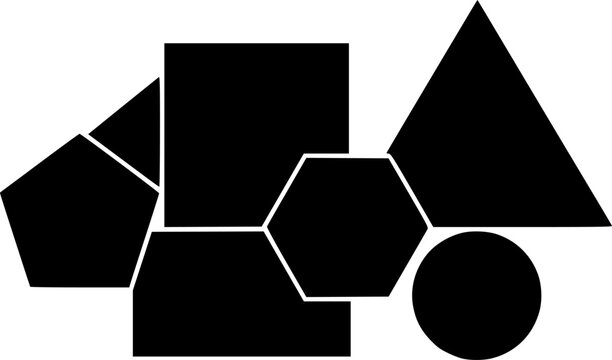 Minimalist black geometric shapes vector illustration featuring basic polygons designed for modern graphic art project layout
