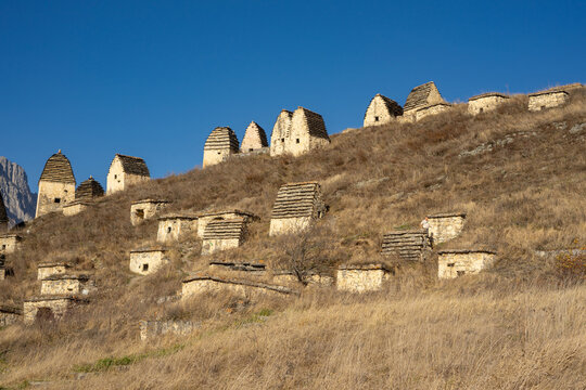 Dargavs, North Ossetia, Russia. The city of the dead is an ancient necropolis