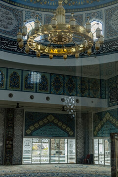 Interior details in Masjid Al-Badr, floating mosque at Pangkor island, Perak, Malaysia