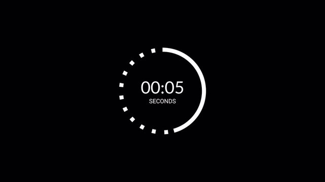 10 second countdown timer animation from 10 second to 0 second on transparent background, ten second circle countdown timer with alpha channel in 4k, 10 sec digital countdown 4k video