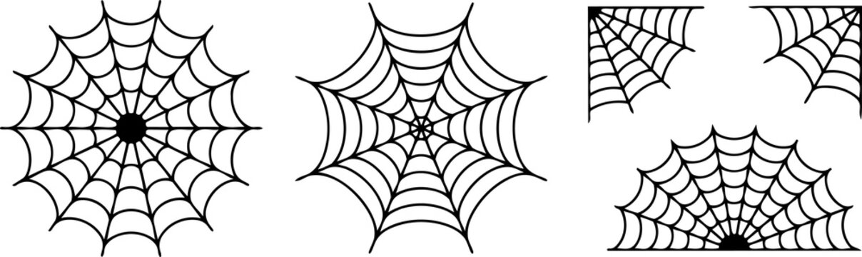 Set of hand drawn spider web illustrations for halloween designs with vector set