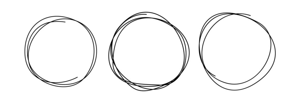 Set of Messy Line Art Round Shapes
