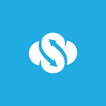 Cloud sync logo icon with white arrow shapes forming an S shape on a blue background
