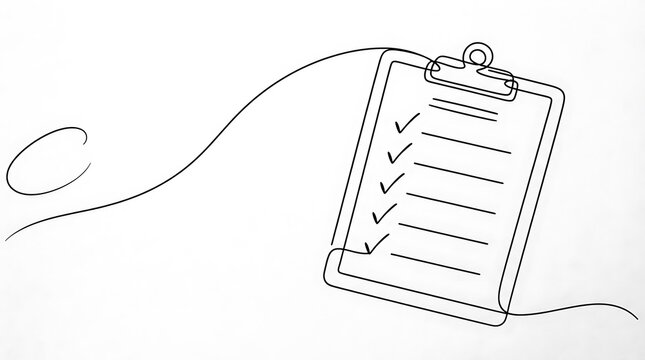 Clipboard with checklist and checkmarks in line art style clipboard checklist checkmarks completed planning business
